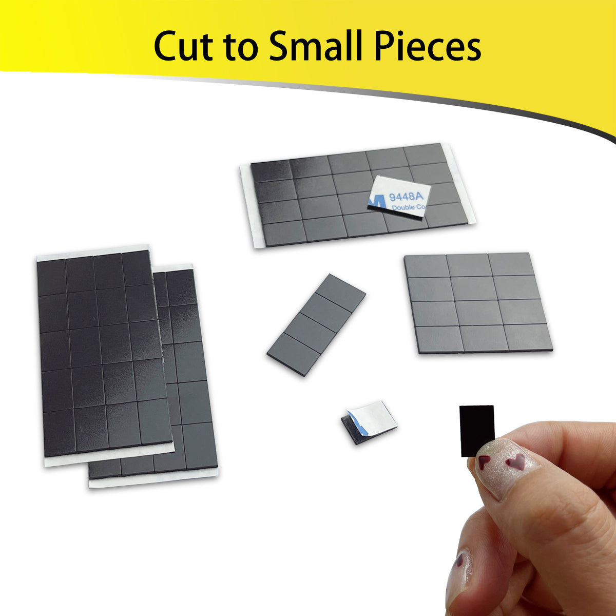FCLUB 1000Pcs Self Adhesive Magnets Squares Flexible Sticky Magnetic Strips Tapes Peel and Sticky Magnet Squares for DIY Crafts, School Art Projects