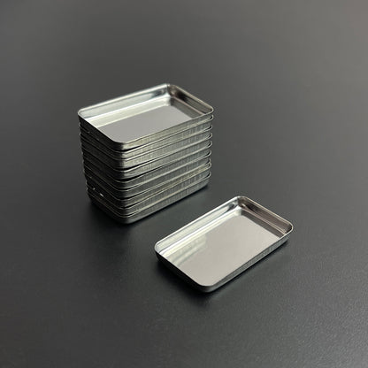 Stack of 1.8g rectangle metal pans – ideal for artists, custom palettes, and DIY cosmetics like eyeshadow or lip tint