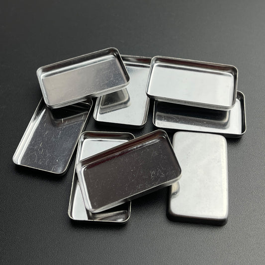 Versatile rectangle metal pans – perfect for watercolor blocks, cream blush, lip balm, or paint mixing samples