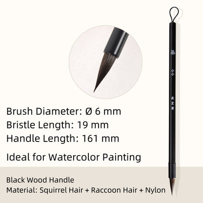 Watercolor Painting Brush – Squirrel & Raccoon Dog Hair with Nylon - Mop Round Tip Brush