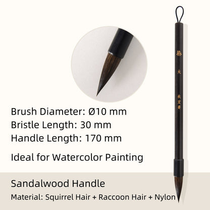 Watercolor brush with a fine point for precise lines and detailed painting