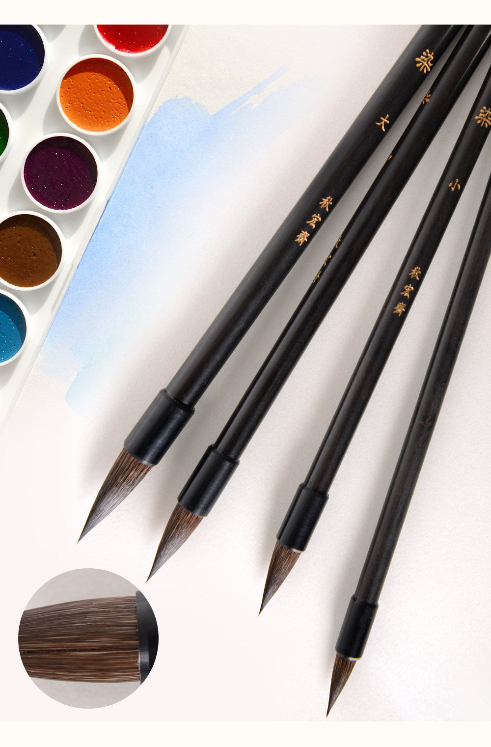 Watercolor brush for fine details, delicate linework and watercolor illustration
