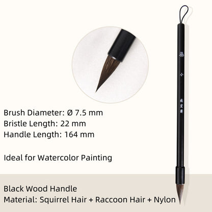 Watercolor Painting Brush – Squirrel & Raccoon Dog Hair with Nylon - Mop Round Tip Brush