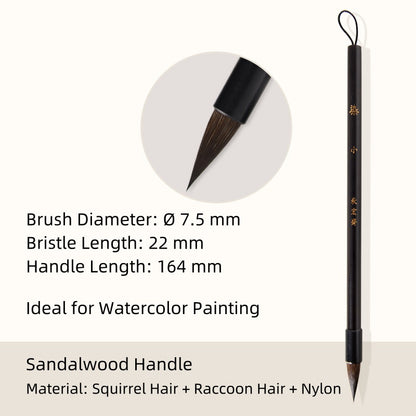 Watercolor brush for soft washes, smooth blending and even color application