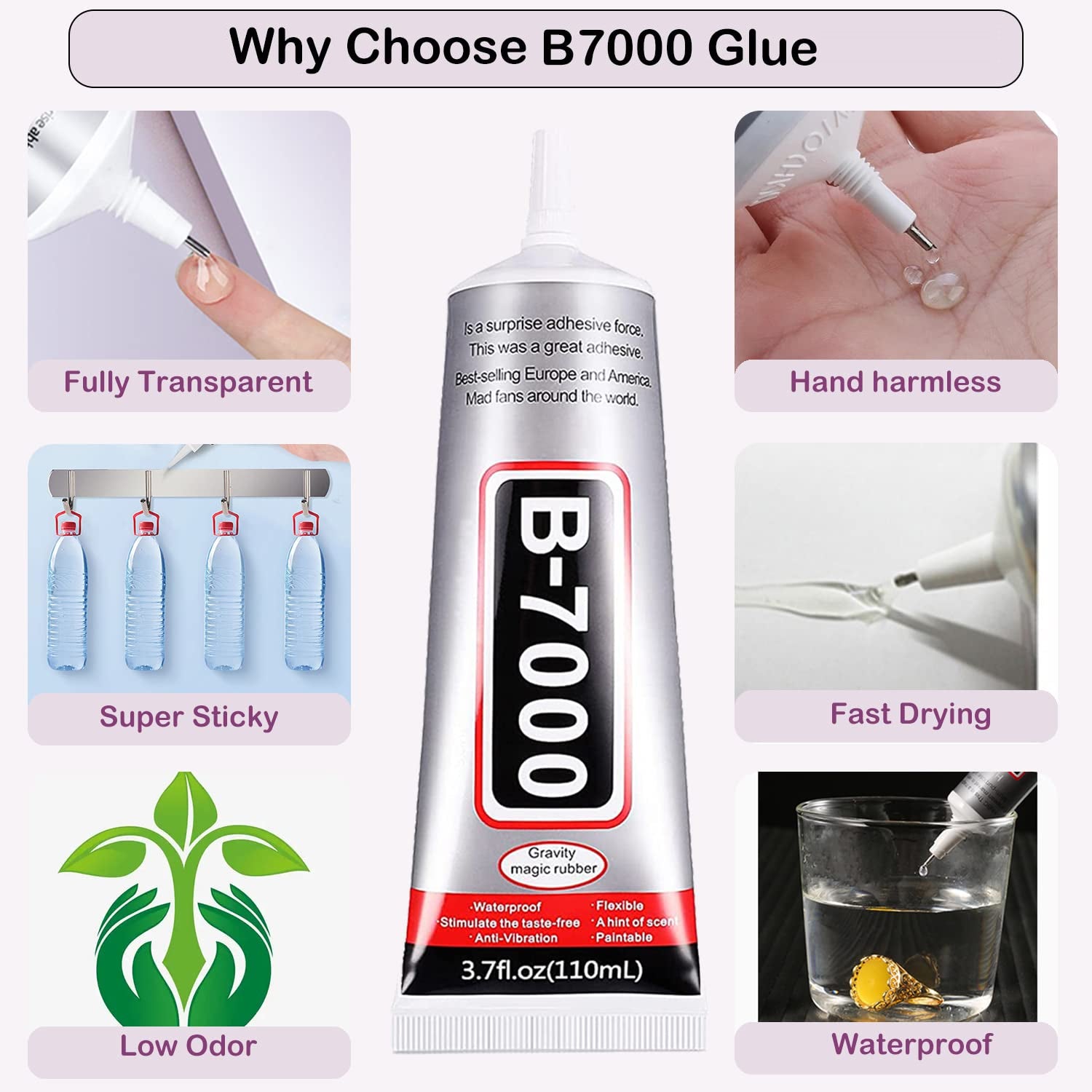 Why choose B7000 glue – strong adhesion, waterproof, flexible, transparent, multipurpose adhesive for crafts and repairs