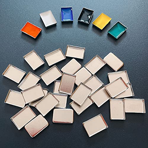 0.6ML 1000Pcs, Empty Metal Palette Pans for Watercolours or Cosmetics - Tiny and Shallow(0.8 inch)