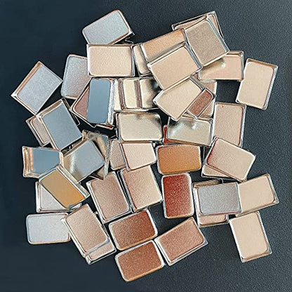 Mini Metal Pans 0.6g – 100pcs Rectangle Tin Pans for Eyeshadow, Lip Balm, Watercolor – 18.1x12.5x2.5mm – Fit Magnetic Palettes for DIY Makeup & Paints