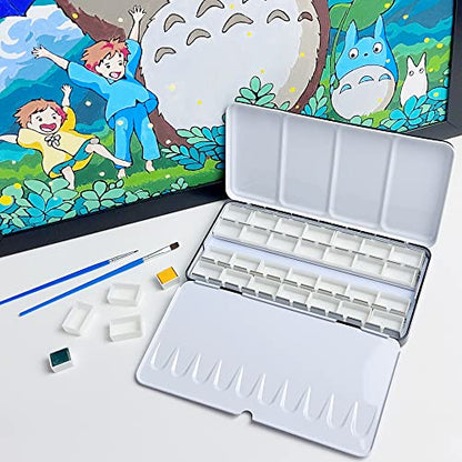 Large Watercolor Palette - Empty Watercolor Tins Palette Paint Case